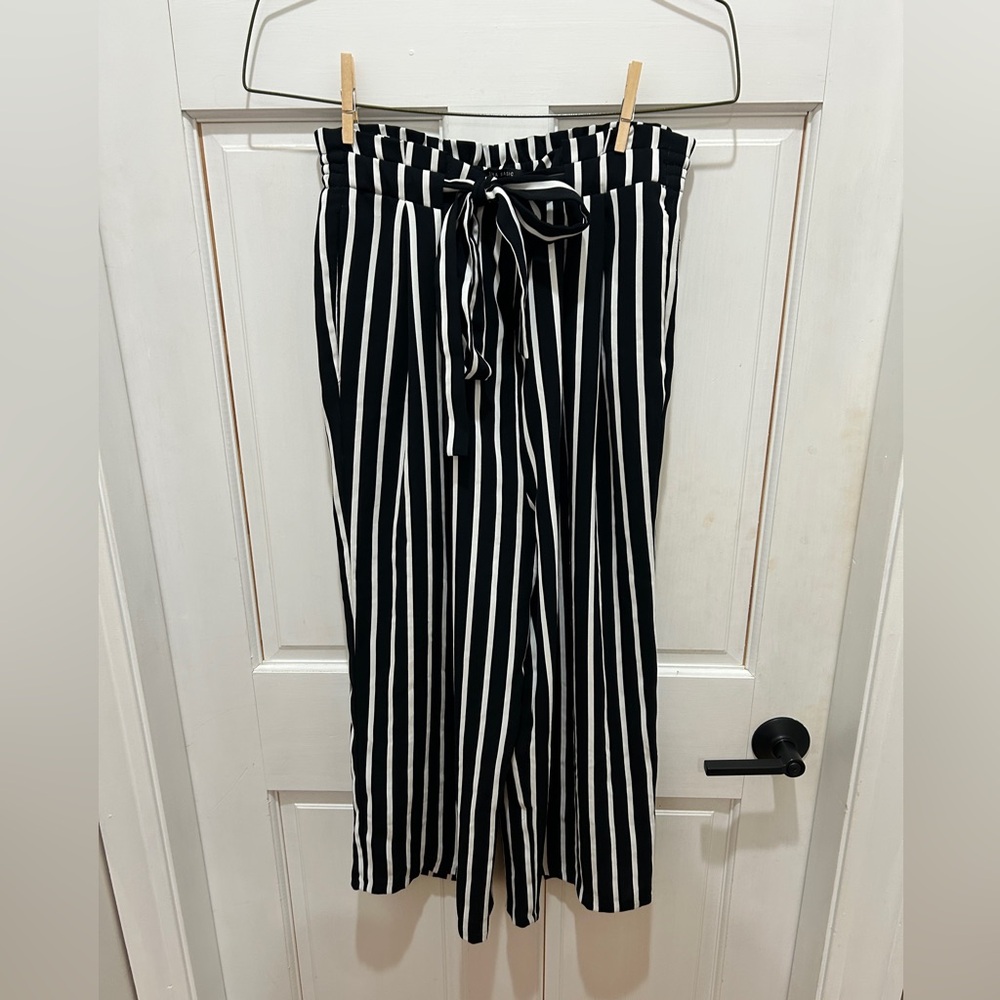 Striped Cropped Elastic Waist Zara Pants